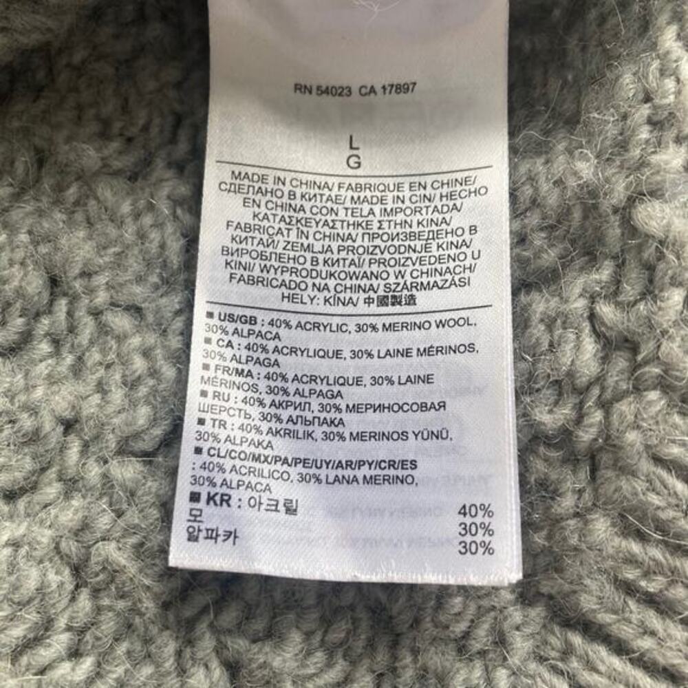 Banana Republic Star Stitch Sweater Women L Gray Crew Pullover Alpaca Wool Blend - Picture 8 of 9